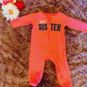 Carter's 6 mo. pink zip up cotton footed onesies